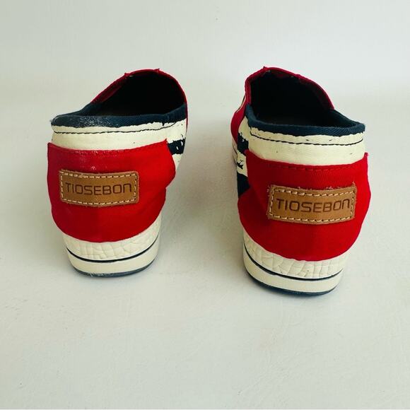 TIOSEBON Womens Casual Canvas Flat Slip On Shoes Patriotic Red White Blue Size 7 - Picture 8 of 11
